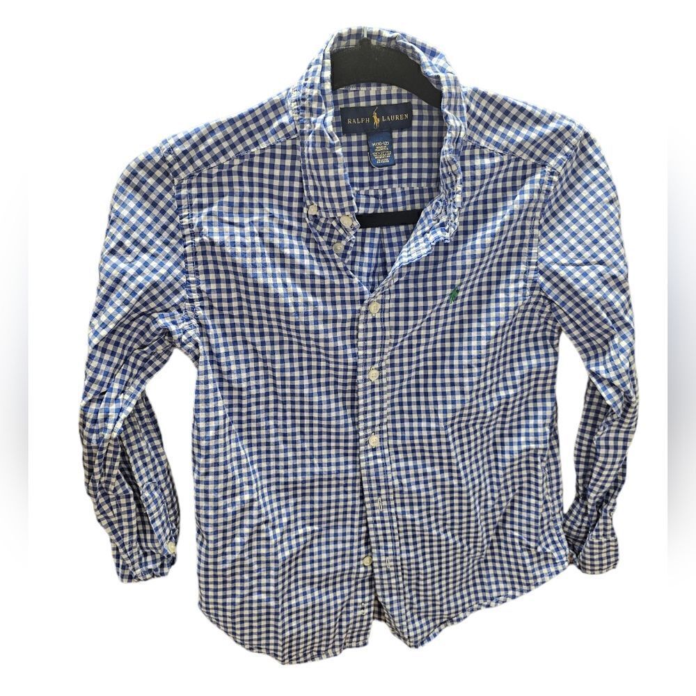 RALPH LAUREN Blue & White Gingham Oxford Shirt - Size‎ Medium (10-12)